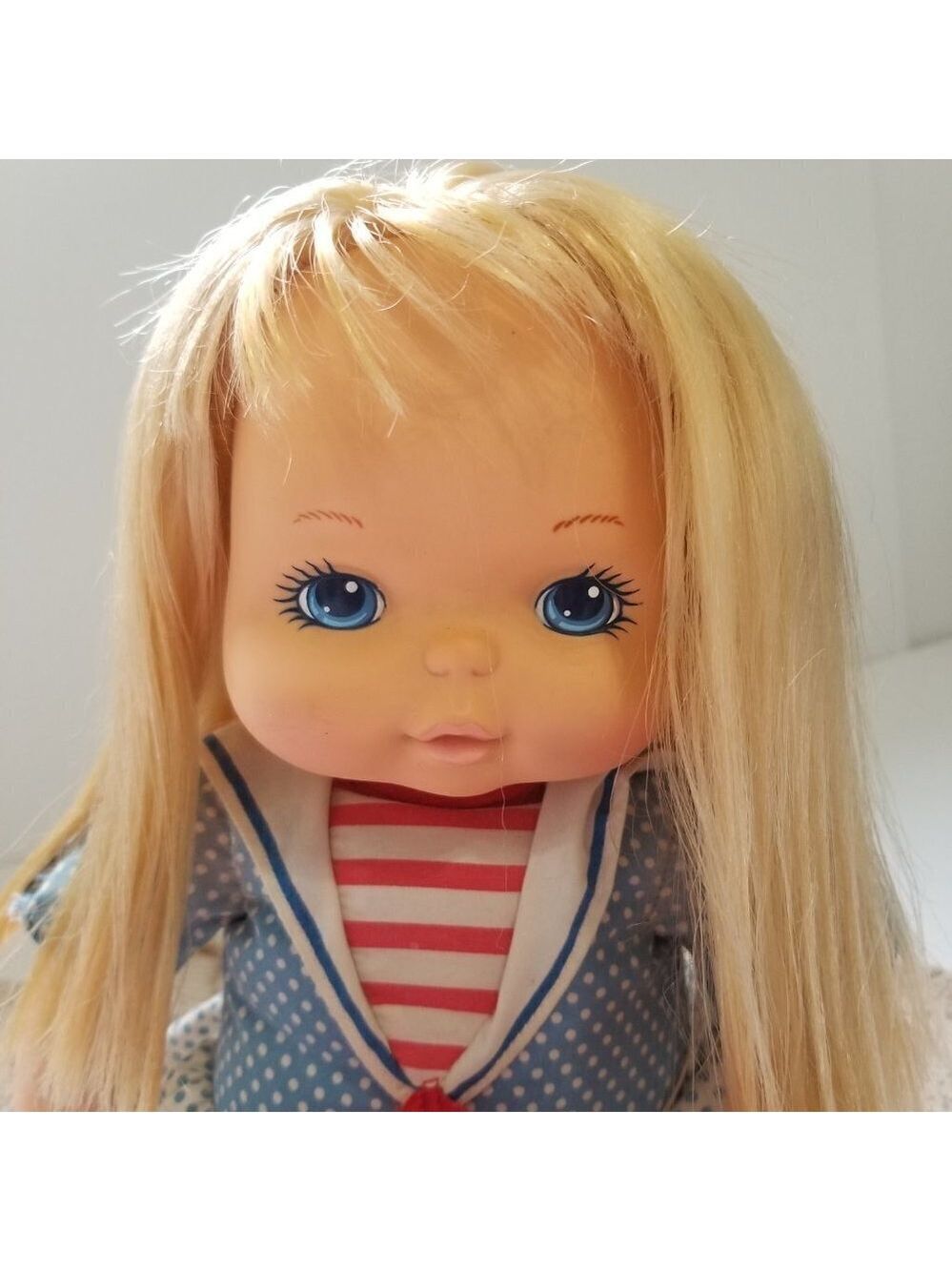 Vintage Playskool School Kids Doll 13.5” Sailor Girl Blonde Hair Blue Outfit - Picture 5 of 16